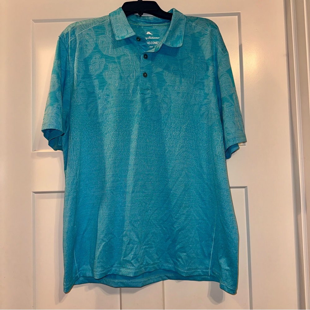 Men's Tommy Bahama Island Zone polo shirt Turquoise/Aqua Blue XL